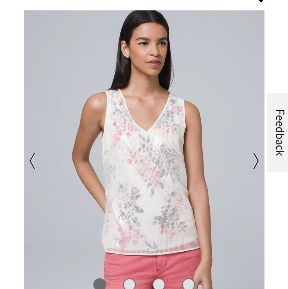 White House Black Market  sz medium Sequins overlay tank shirt garden…